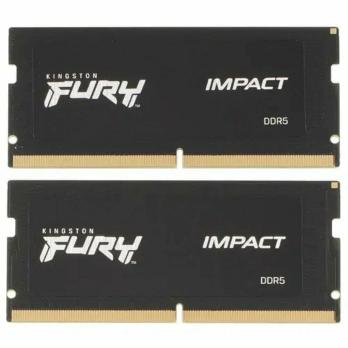 Оперативная память Kingston Fury Impact, DDR5, 32GB (2x16GB), 6400MHz, CL38, SO-DIMM, с радиатором, черный