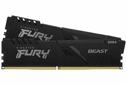 Оперативная память Kingston Fury Beast, DDR5, 32GB (1x32GB), 6000MHz, CL30, DIMM, с радиатором, черный