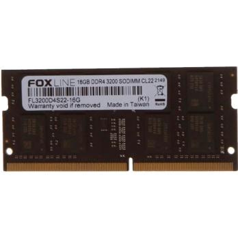 Оперативная память Foxline, DDR4, 16GB (1x16 GB), 3200 MHz, CL22, SO-DIMM