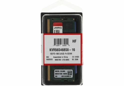 Оперативная память Kingston DDR5, 16GB (1x16 GB), 5600 MHz, CL46, DIMM