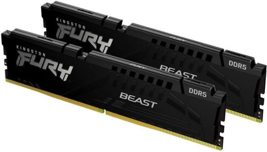 Оперативная память Kingston Fury Beast Black, DDR5, 32GB (1x32GB), 5200 MHz, CL40, с радиатором, черный