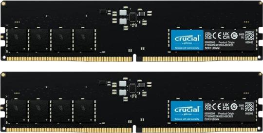 Оперативная память Crucial by Micron DDR5-5600  64GB Kit (2x32GB) UDIMM CL46 Black 1.1V, 1 Year Warrаnty
